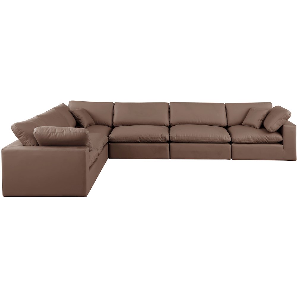 Comfy Brown Vegan Leather Modular Sectional