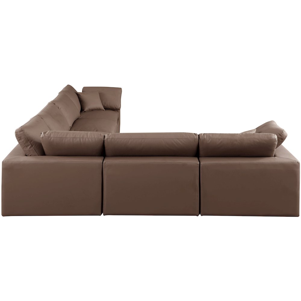 Comfy Brown Vegan Leather Modular Sectional