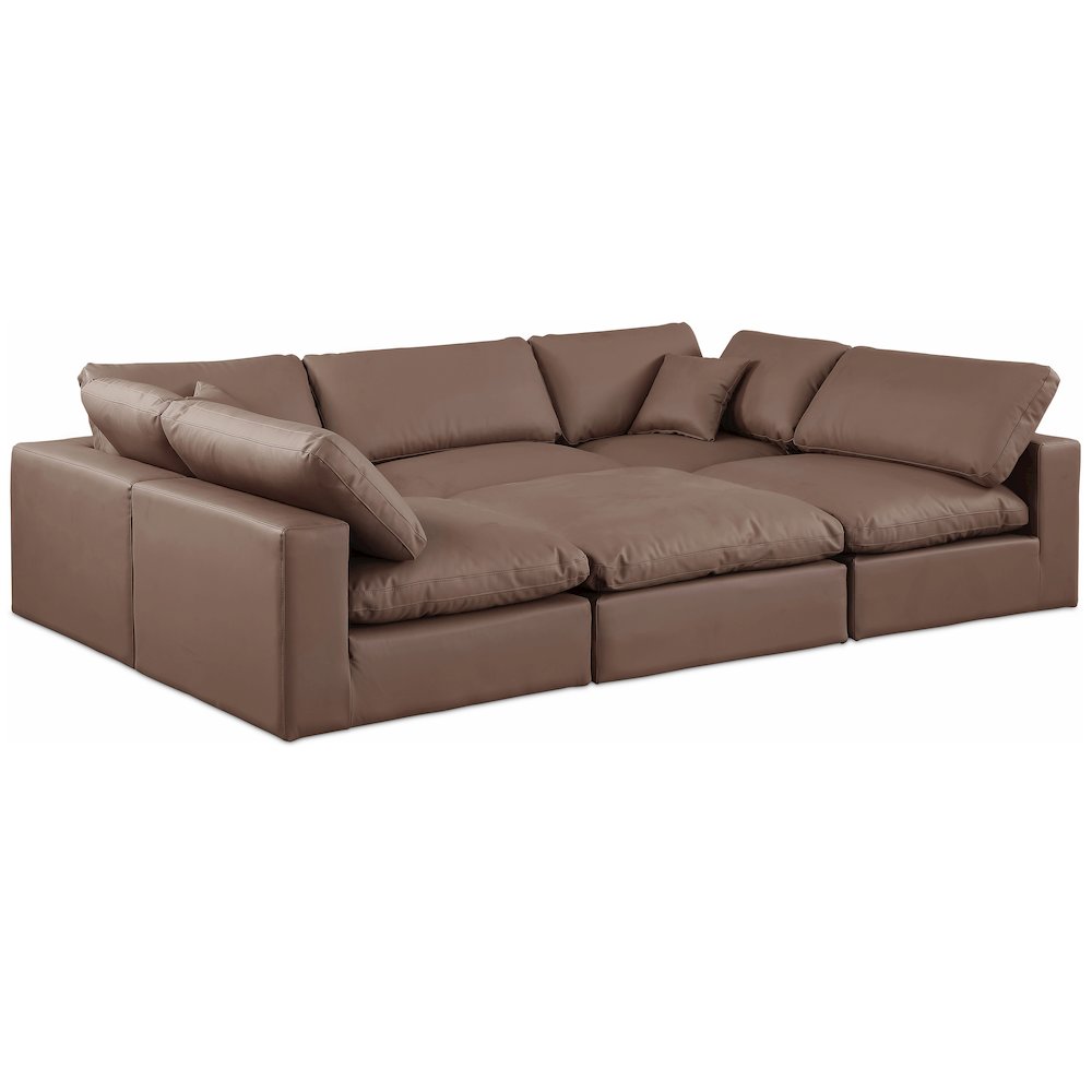 Comfy Brown Vegan Leather Modular Sectional