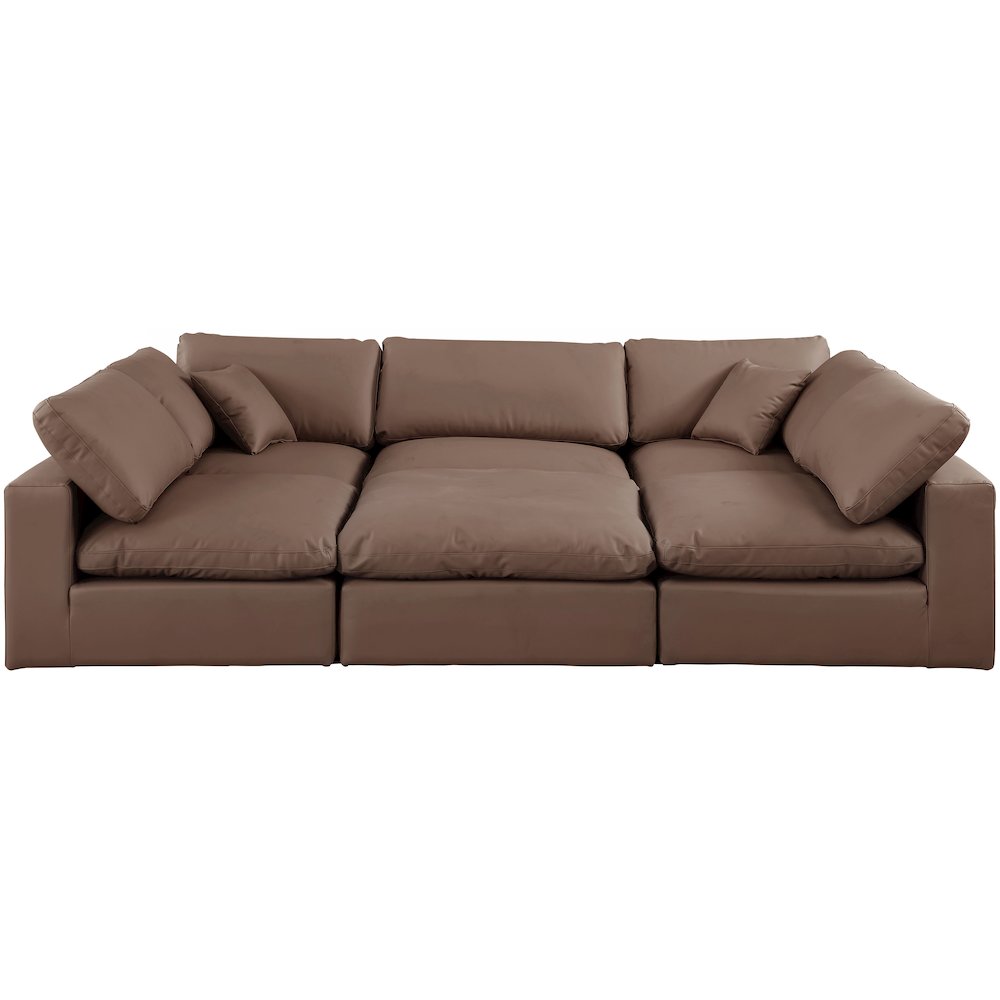 Comfy Brown Vegan Leather Modular Sectional