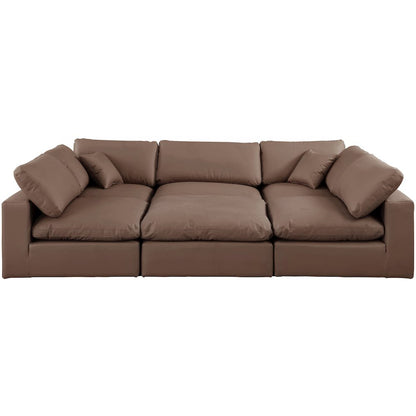 Comfy Brown Vegan Leather Modular Sectional
