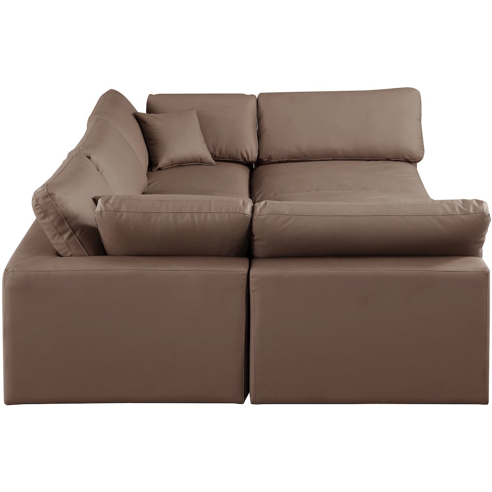 Comfy Brown Vegan Leather Modular Sectional