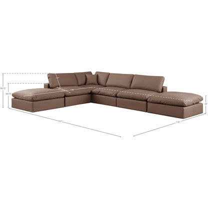 Comfy Brown Vegan Leather Modular Sectional