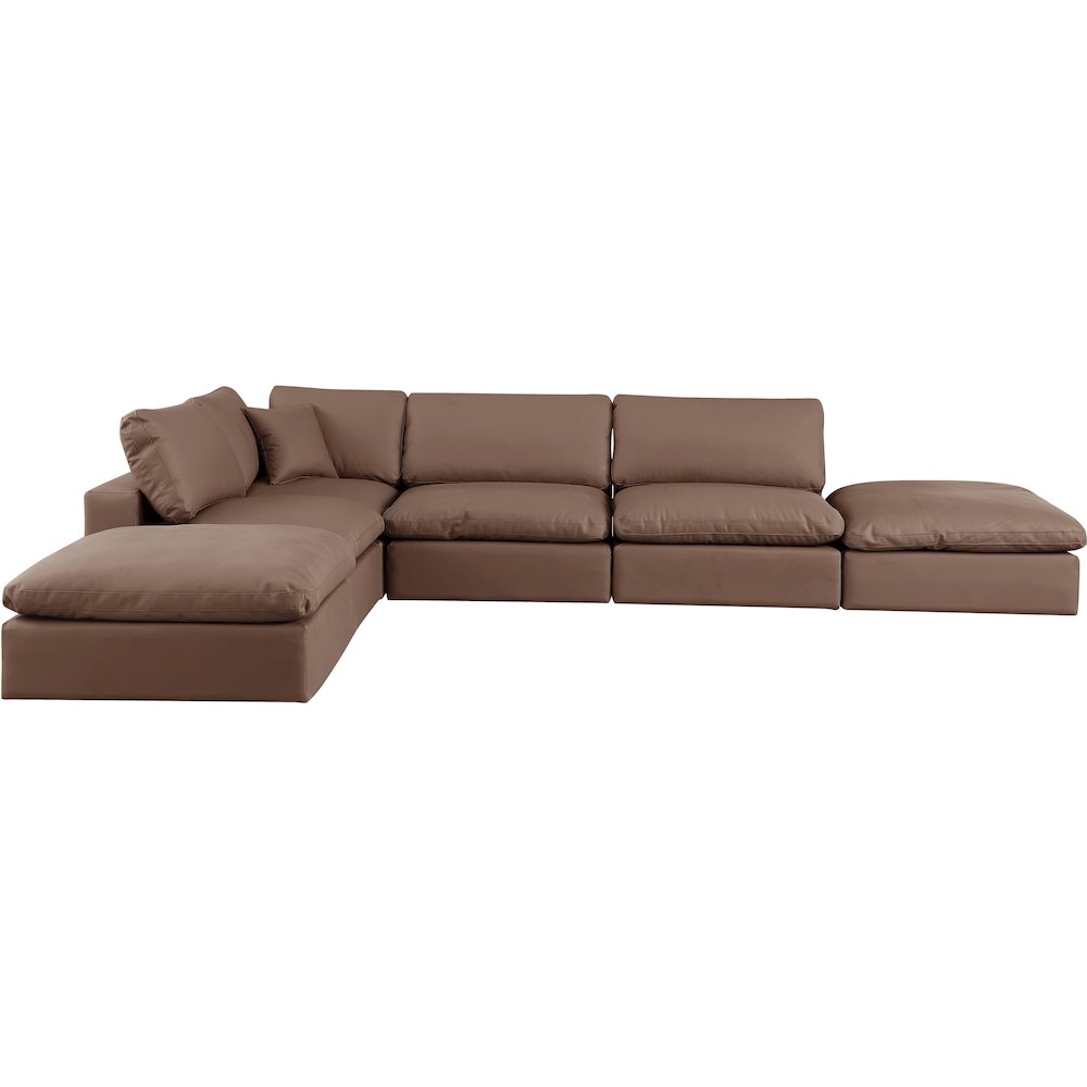 Comfy Brown Vegan Leather Modular Sectional