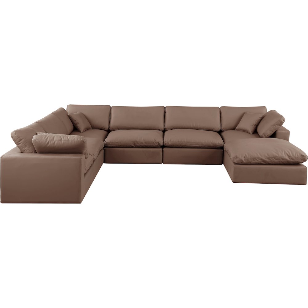 Comfy Brown Vegan Leather Modular Sectional