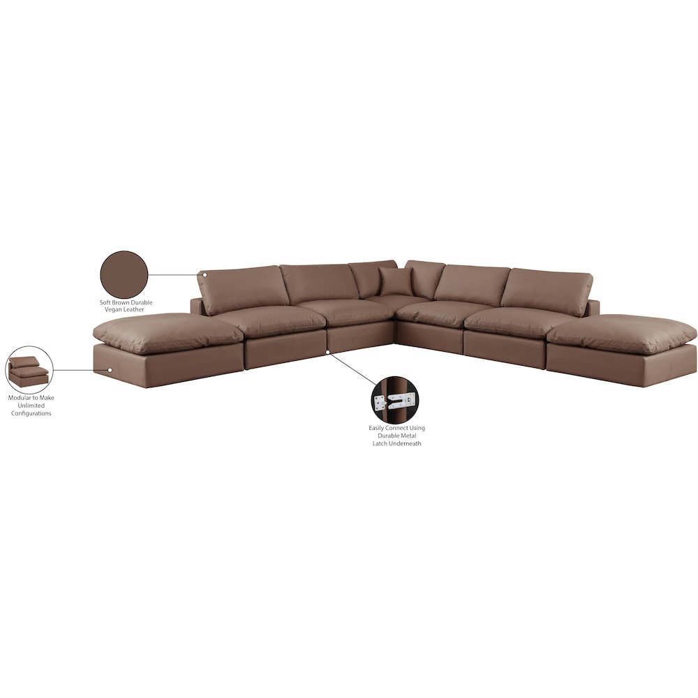 Comfy Brown Vegan Leather Modular Sectional