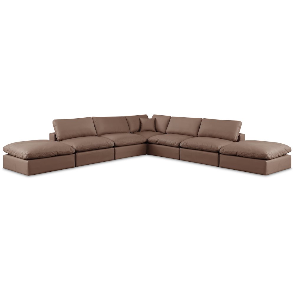 Comfy Brown Vegan Leather Modular Sectional