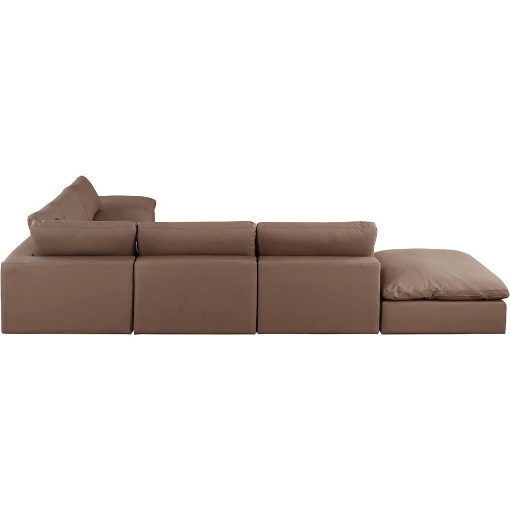 Comfy Brown Vegan Leather Modular Sectional
