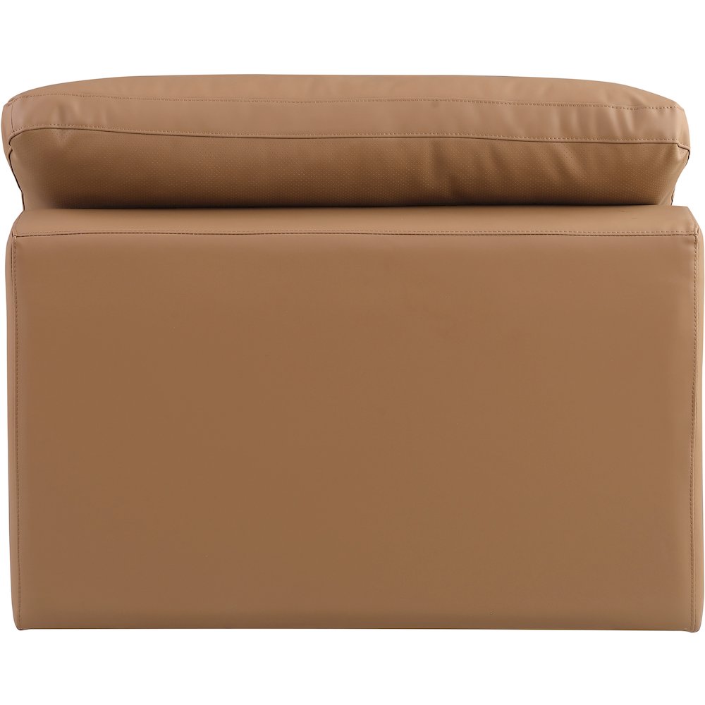 Comfy Cognac Vegan Leather Modular Armless Chair