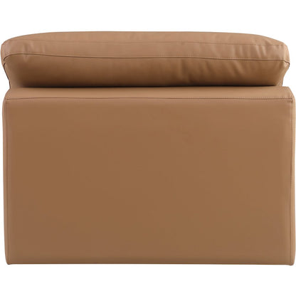 Comfy Cognac Vegan Leather Modular Armless Chair