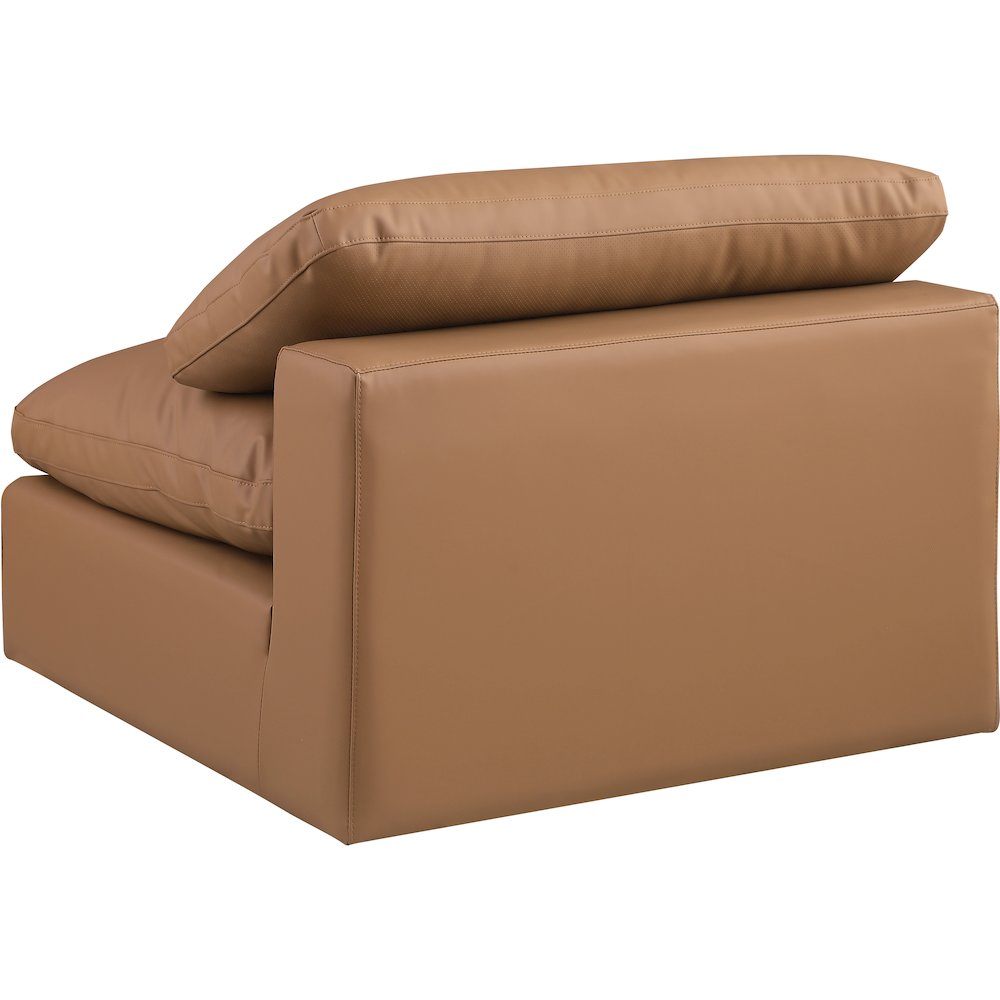 Comfy Cognac Vegan Leather Modular Armless Chair