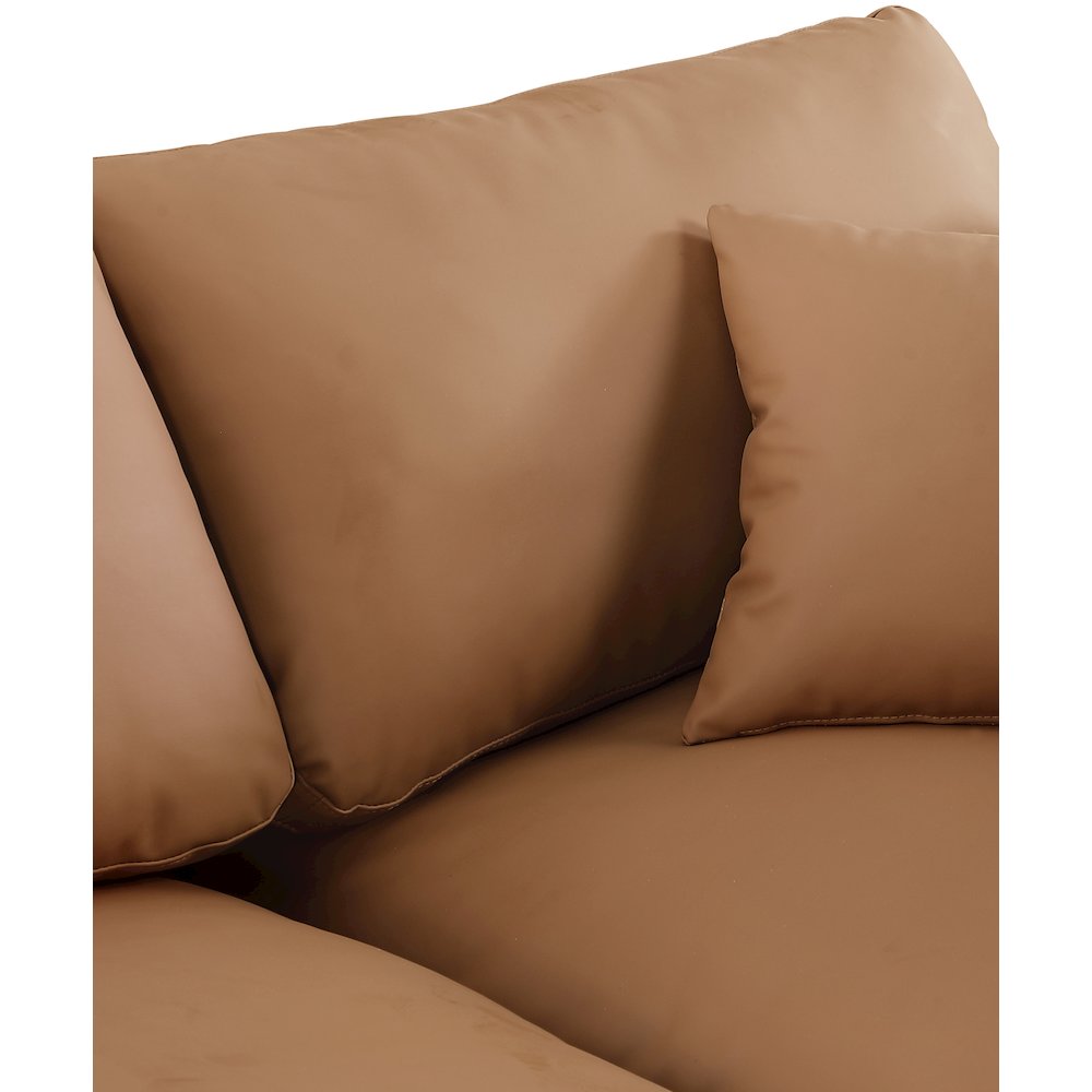 Comfy Cognac Vegan Leather Modular Armless Chair
