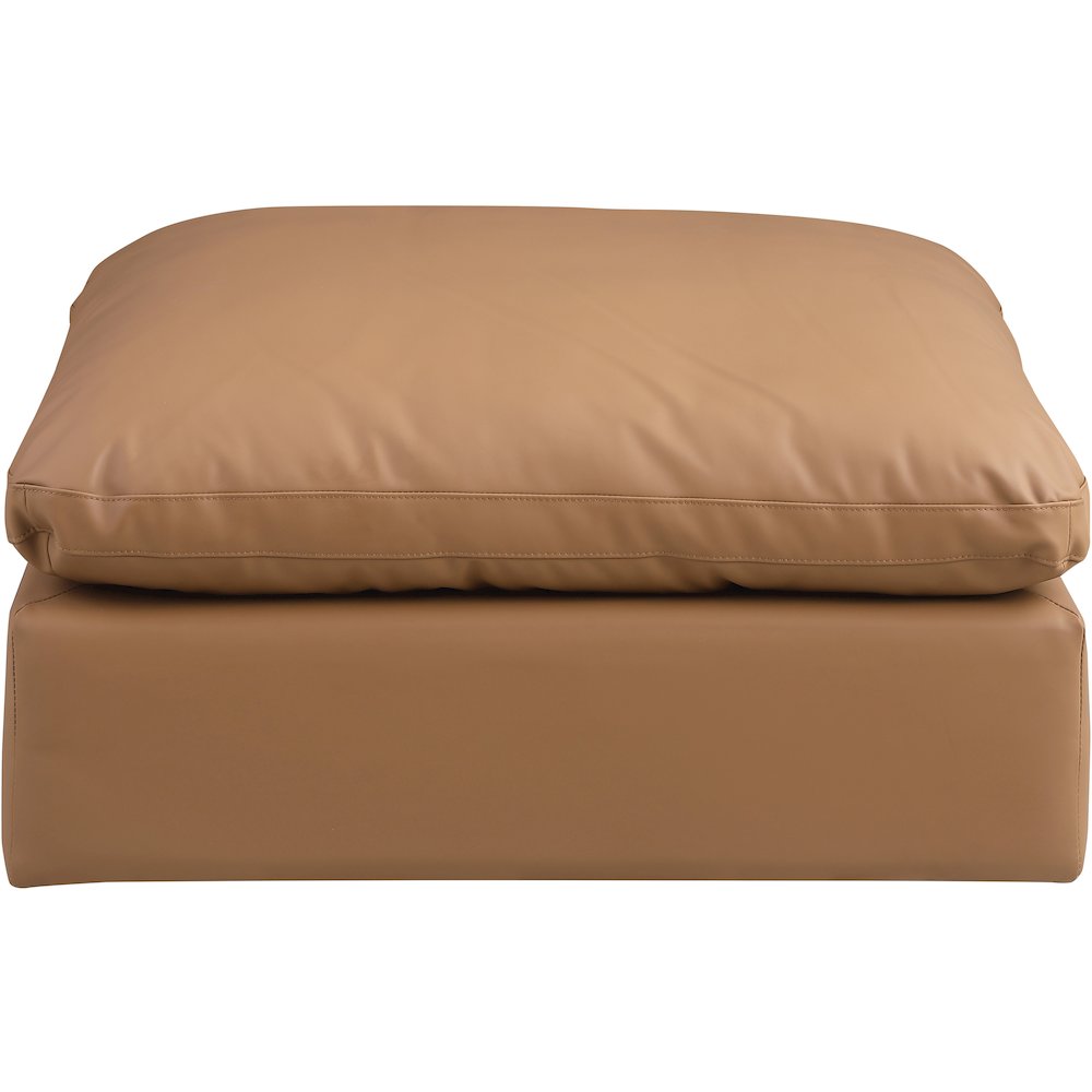 Comfy Cognac Vegan Leather Modular Ottoman
