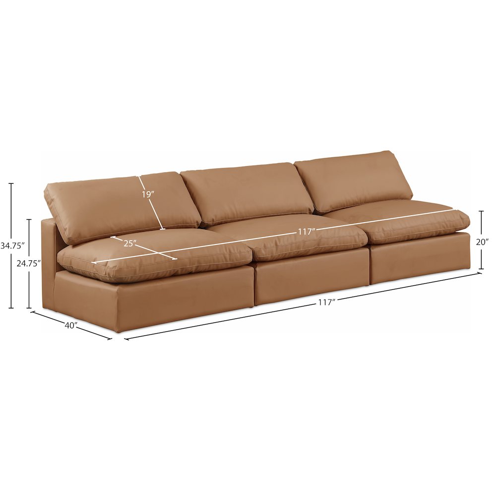 Comfy Cognac Vegan Leather Modular Sofa