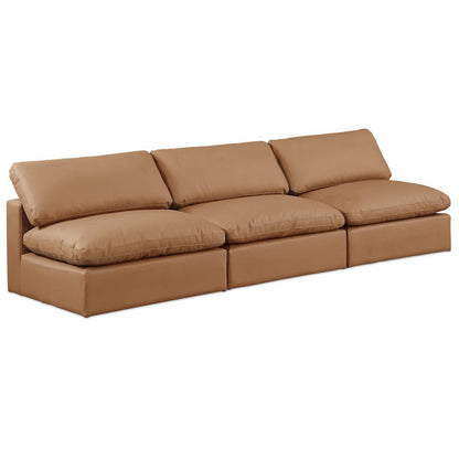 Comfy Cognac Vegan Leather Modular Sofa