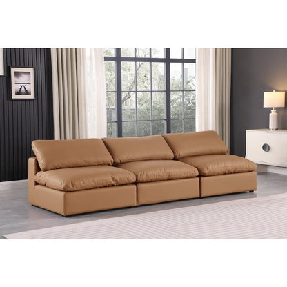 Comfy Cognac Vegan Leather Modular Sofa