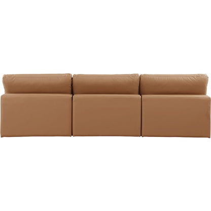 Comfy Cognac Vegan Leather Modular Sofa