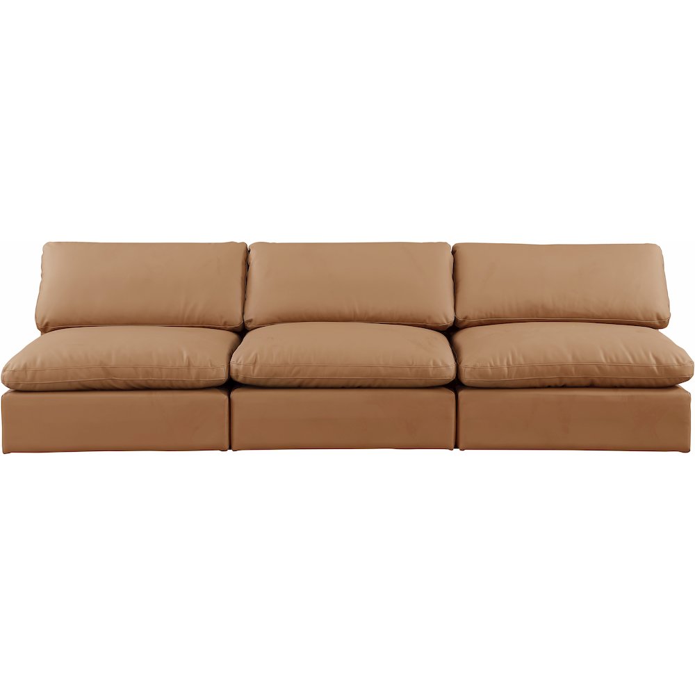 Comfy Cognac Vegan Leather Modular Sofa