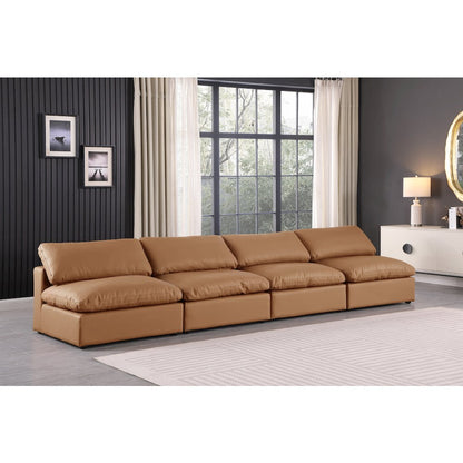 Comfy Cognac Vegan Leather Modular Sofa