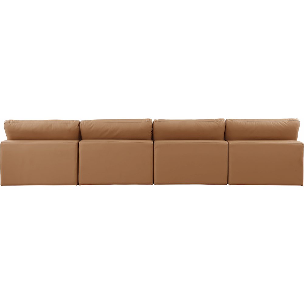 Comfy Cognac Vegan Leather Modular Sofa