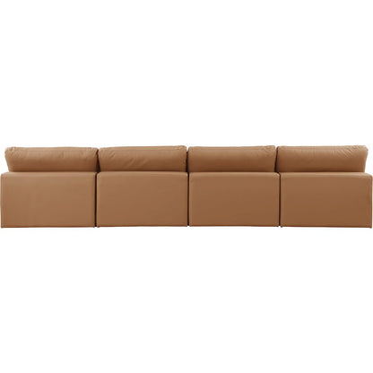 Comfy Cognac Vegan Leather Modular Sofa