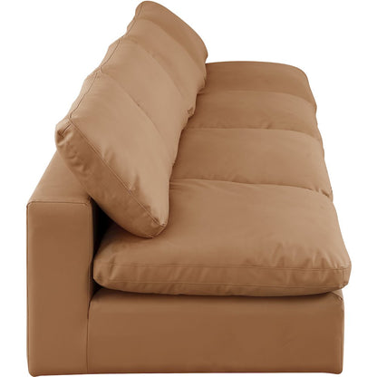Comfy Cognac Vegan Leather Modular Sofa
