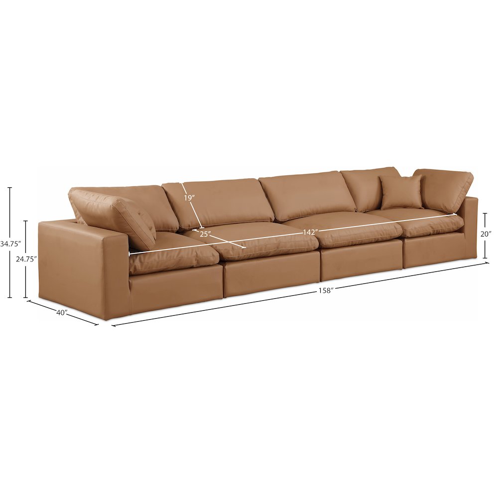 Comfy Cognac Vegan Leather Modular Sofa