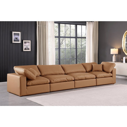 Comfy Cognac Vegan Leather Modular Sofa