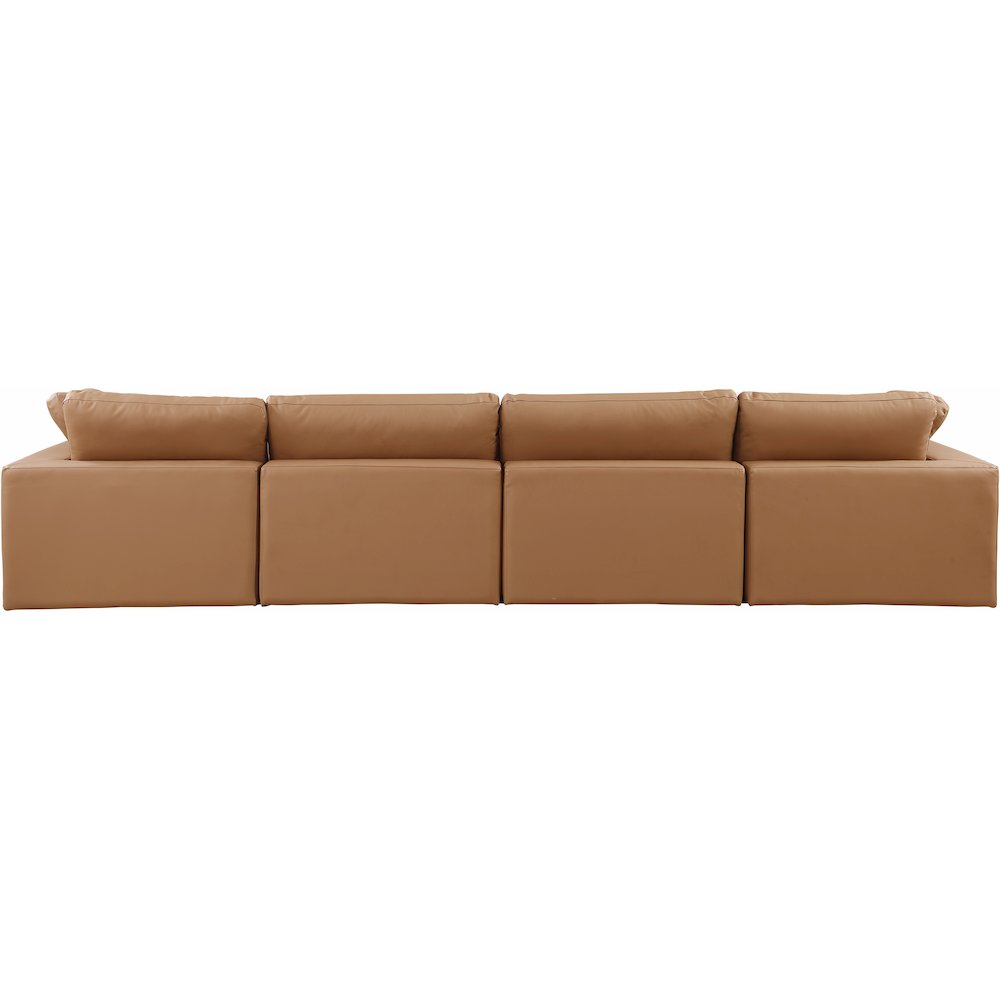 Comfy Cognac Vegan Leather Modular Sofa