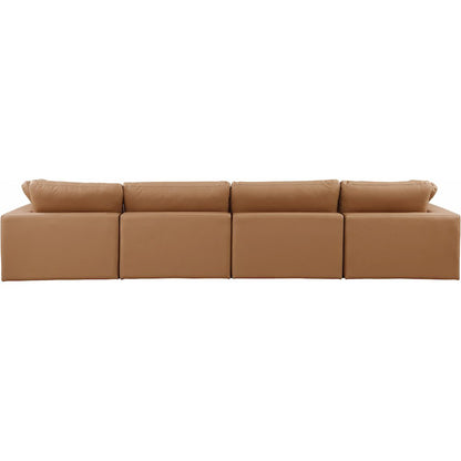 Comfy Cognac Vegan Leather Modular Sofa