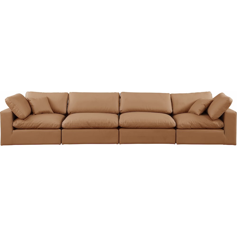 Comfy Cognac Vegan Leather Modular Sofa