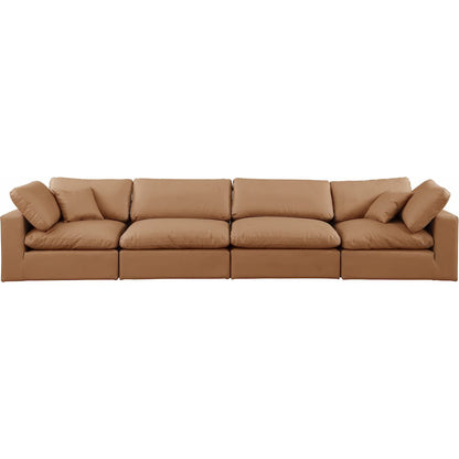Comfy Cognac Vegan Leather Modular Sofa