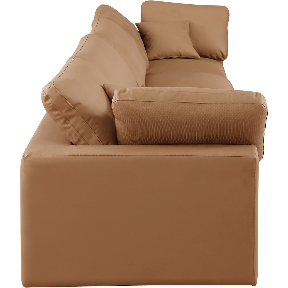 Comfy Cognac Vegan Leather Modular Sofa
