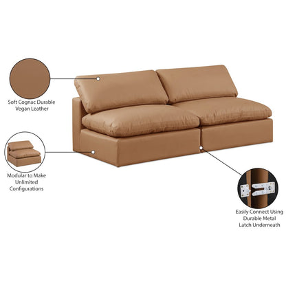Comfy Cognac Vegan Leather Modular Sofa