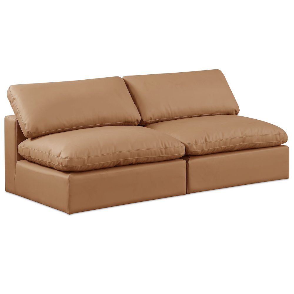 Comfy Cognac Vegan Leather Modular Sofa