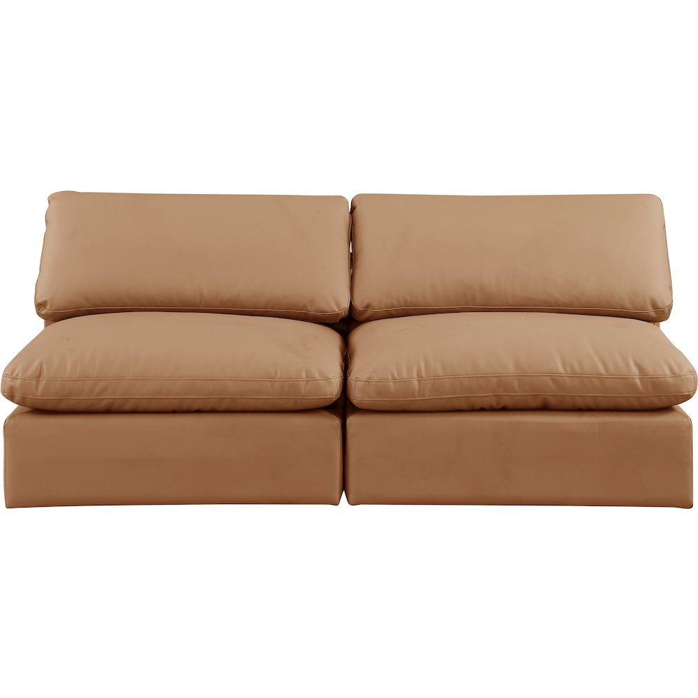 Comfy Cognac Vegan Leather Modular Sofa