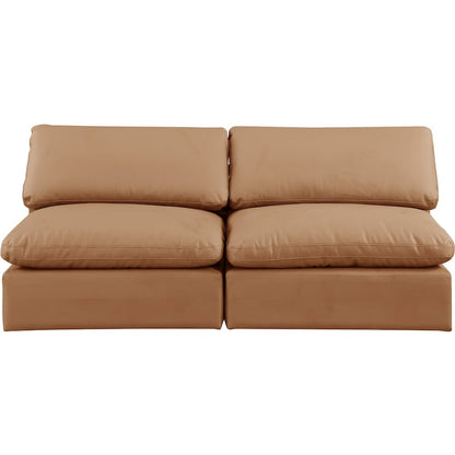Comfy Cognac Vegan Leather Modular Sofa