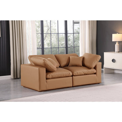 Comfy Cognac Vegan Leather Modular Sofa