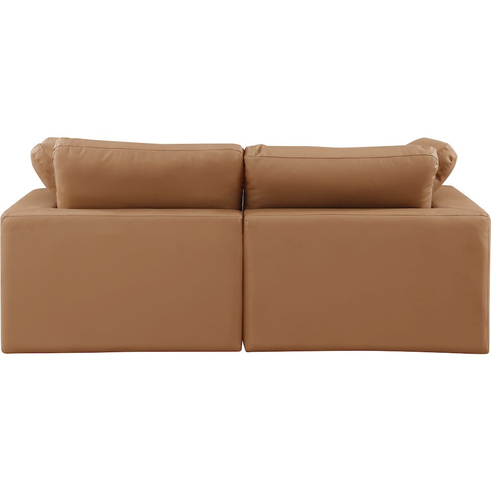 Comfy Cognac Vegan Leather Modular Sofa