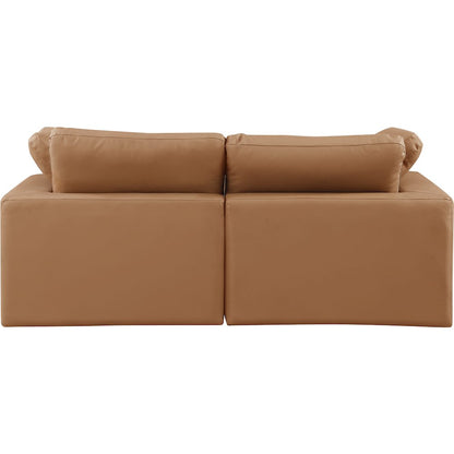 Comfy Cognac Vegan Leather Modular Sofa
