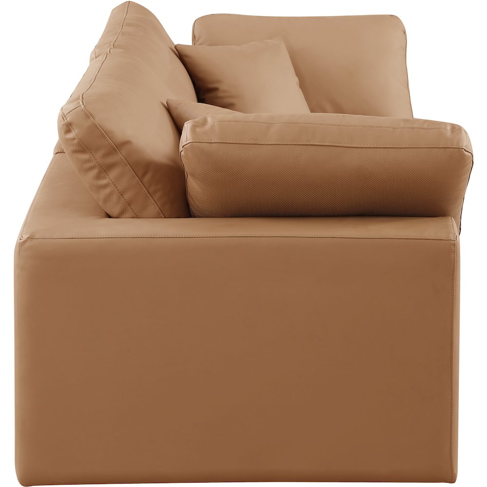 Comfy Cognac Vegan Leather Modular Sofa