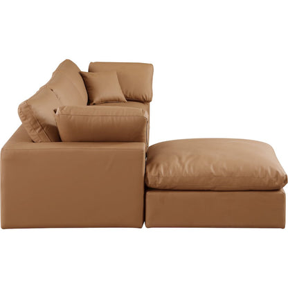 Comfy Cognac Vegan Leather Modular Sectional