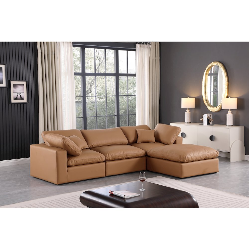 Comfy Cognac Vegan Leather Modular Sectional
