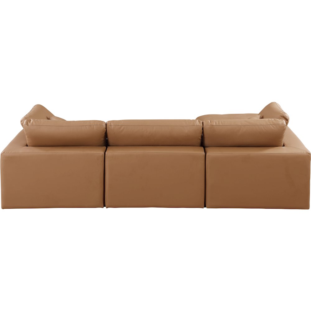 Comfy Cognac Vegan Leather Modular Sectional