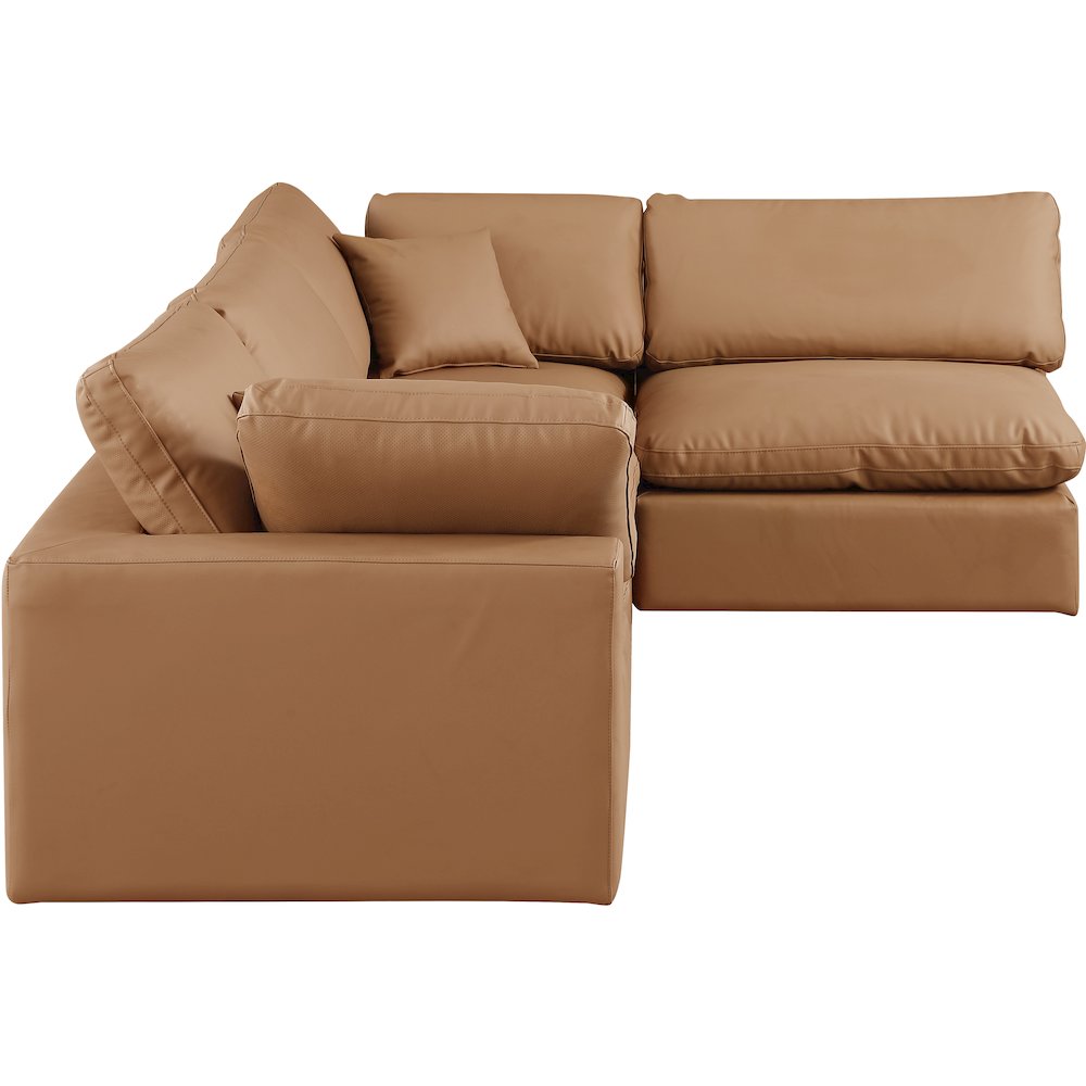 Comfy Cognac Vegan Leather Modular Sectional