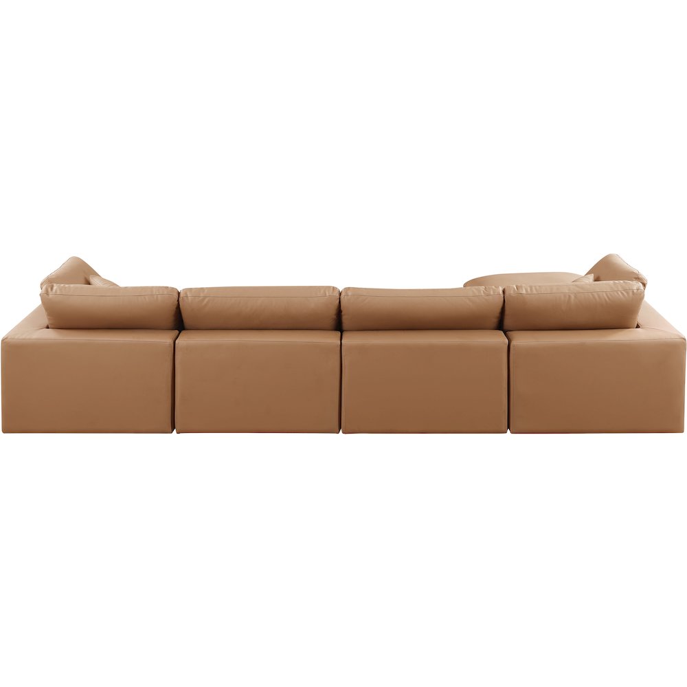 Comfy Cognac Vegan Leather Modular Sectional