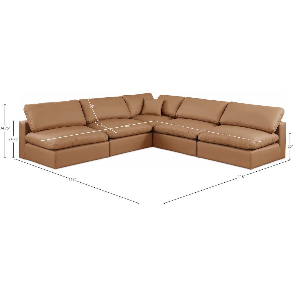Comfy Cognac Vegan Leather Modular Sectional