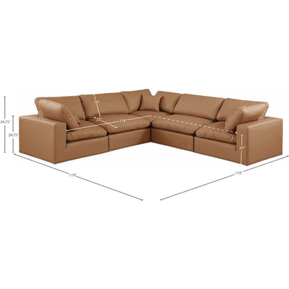 Comfy Cognac Vegan Leather Modular Sectional