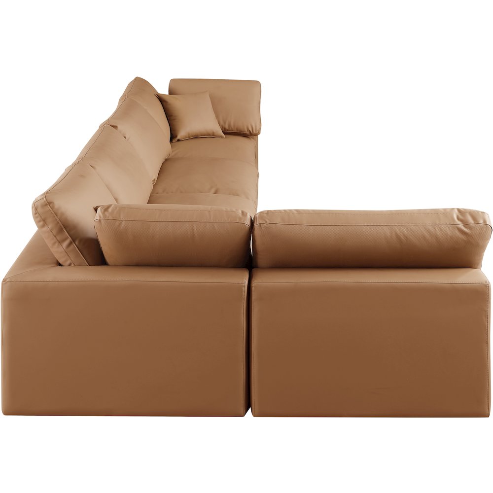 Comfy Cognac Vegan Leather Modular Sectional