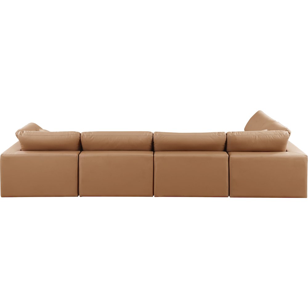 Comfy Cognac Vegan Leather Modular Sectional